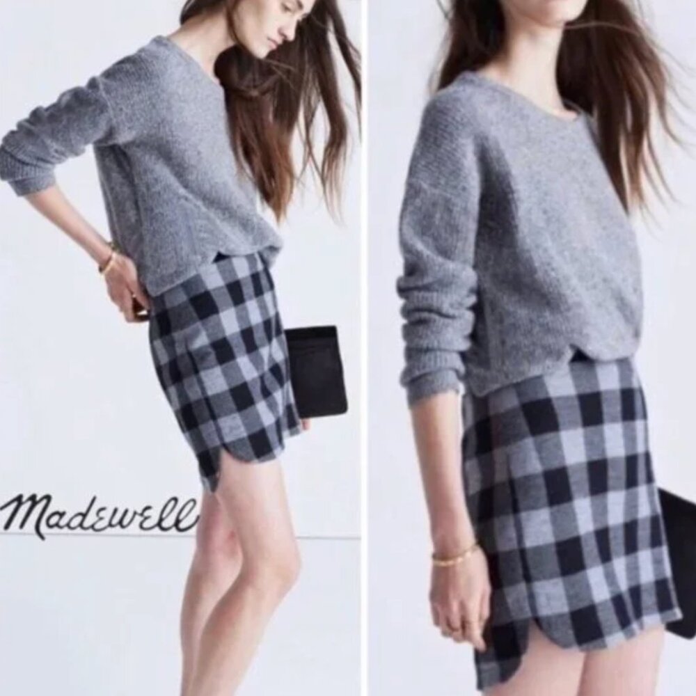 EUC Madewell Shirttail Buffalo Plaid Skirt